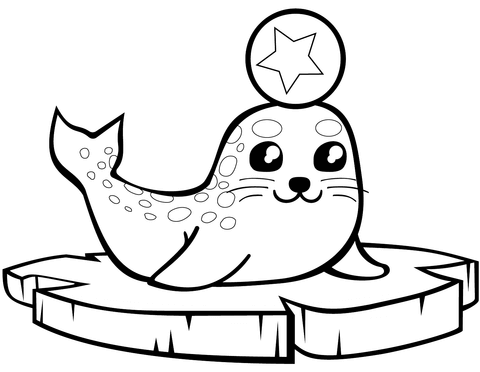 Baby Seal On An Ice Floe Coloring Page